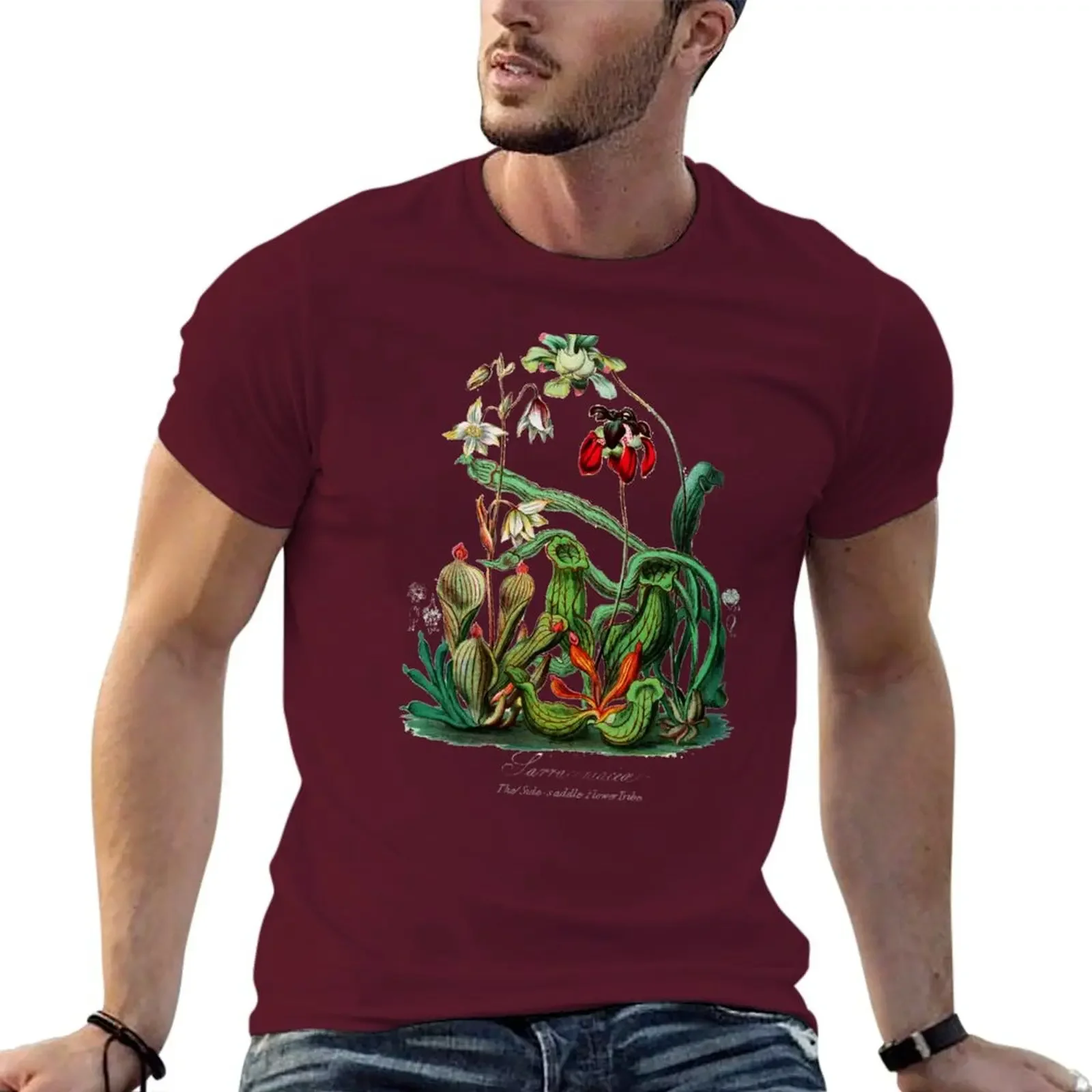 heavyweight Informal Carnivorous Plants Vintage Sarracenia Botanical T-shirt oversized cute clothes for a boy tees oversized men