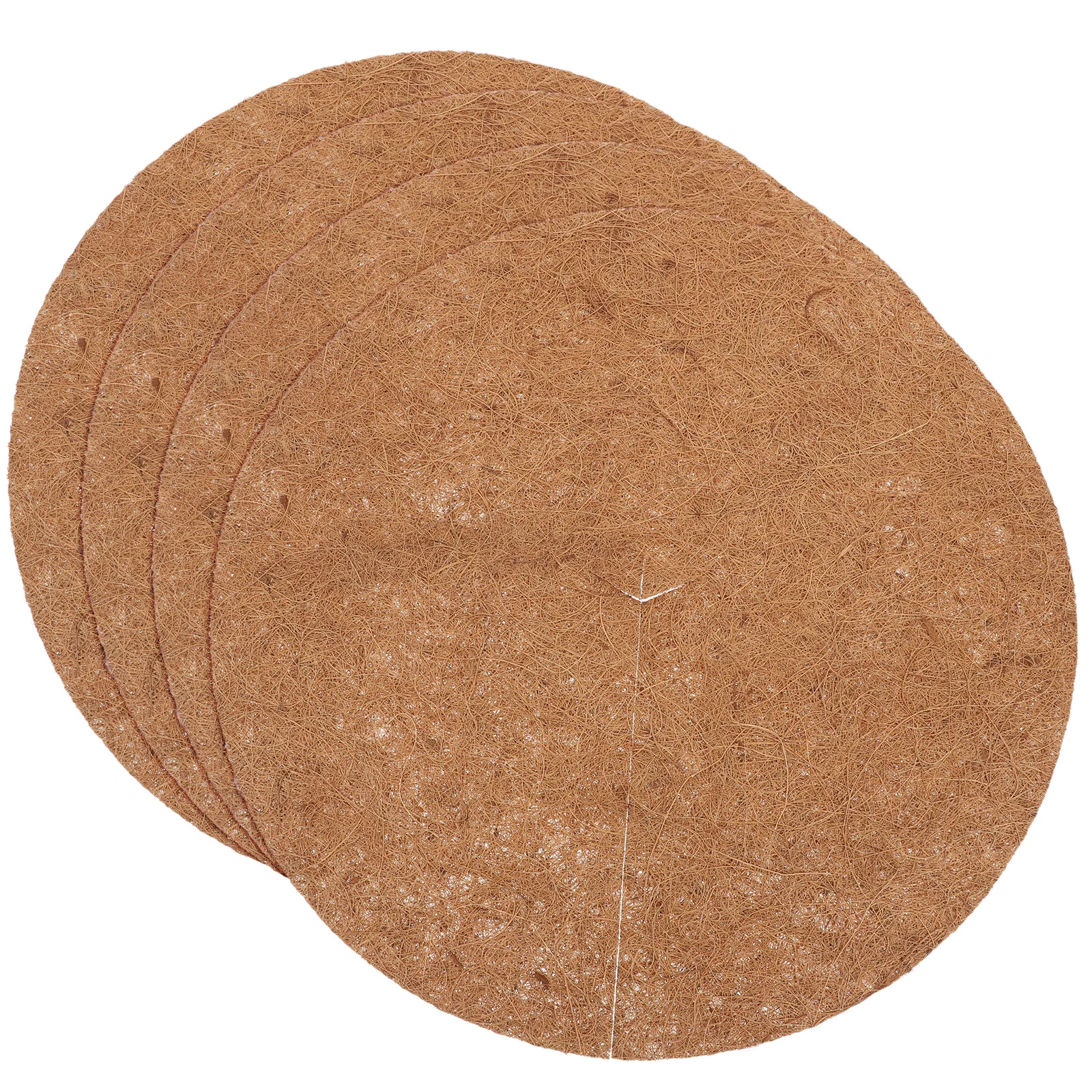 

4Pcs Coconut Fiber Mulch Ring Root Cover Tree Base Protector Plant Water Retention Mat Garden Weed Prevention Landscaping