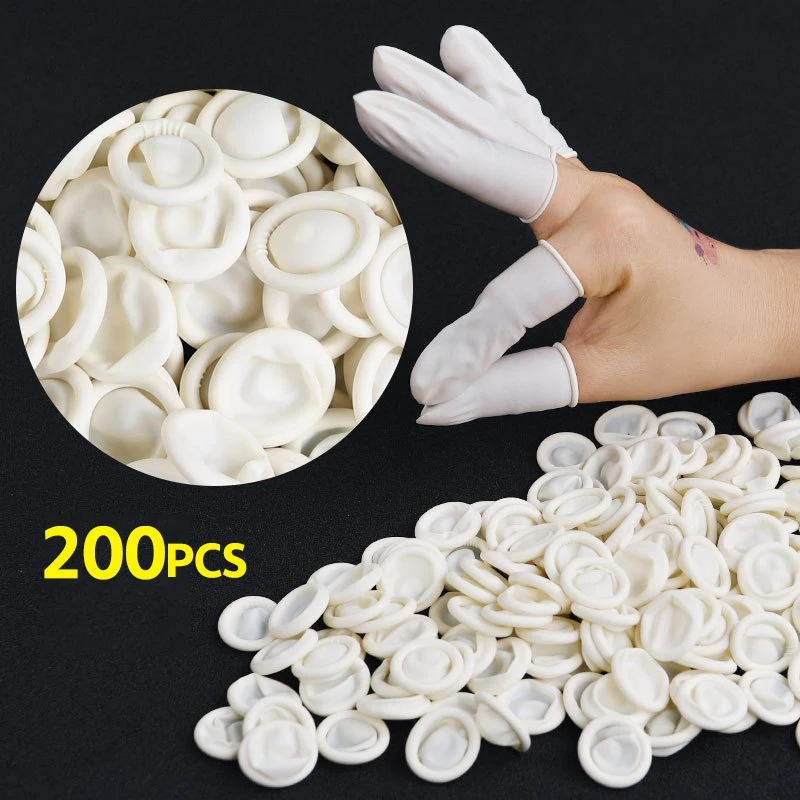 

200Pcs/bag Disposable Latex Rubber Finger Cots Fingertips Protector Gloves Finger Covers Nail Practice Hand Protector Cots