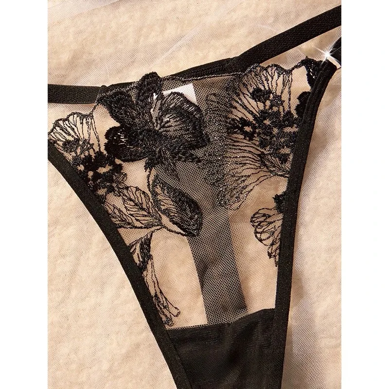 Tornova malha floral sexy lingerie calcinha modelo fino bordado transparente interessante renda erótica encantadora roupa interior adulto terno