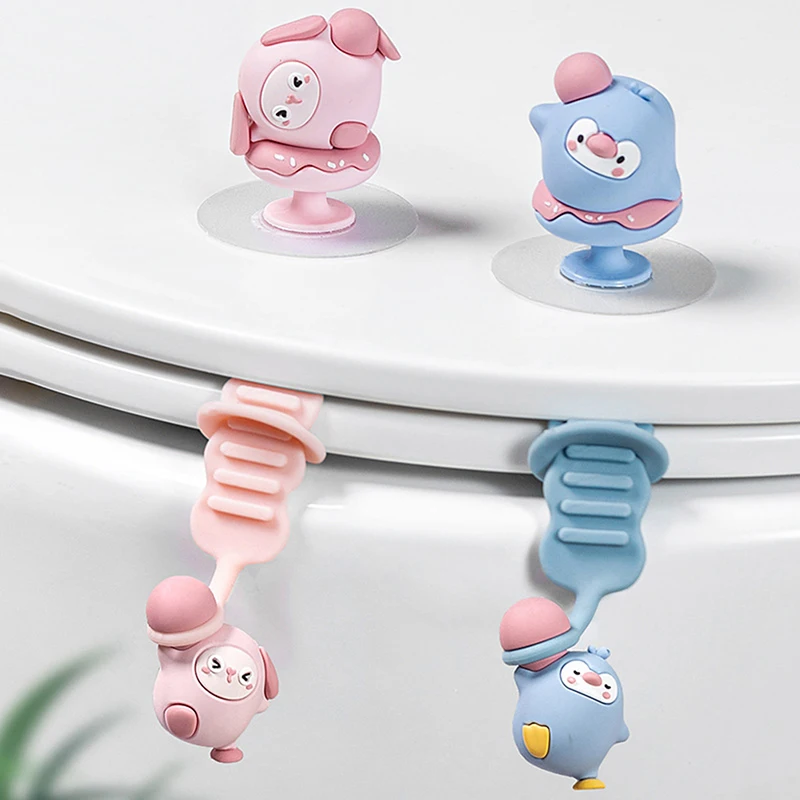 Cartoon Toilet Lid Lifter Seat Silicone Handle Holder Toilet Lid Lift Tool Toilet Seat Lid Bathroom Sanitary Closestool Holder