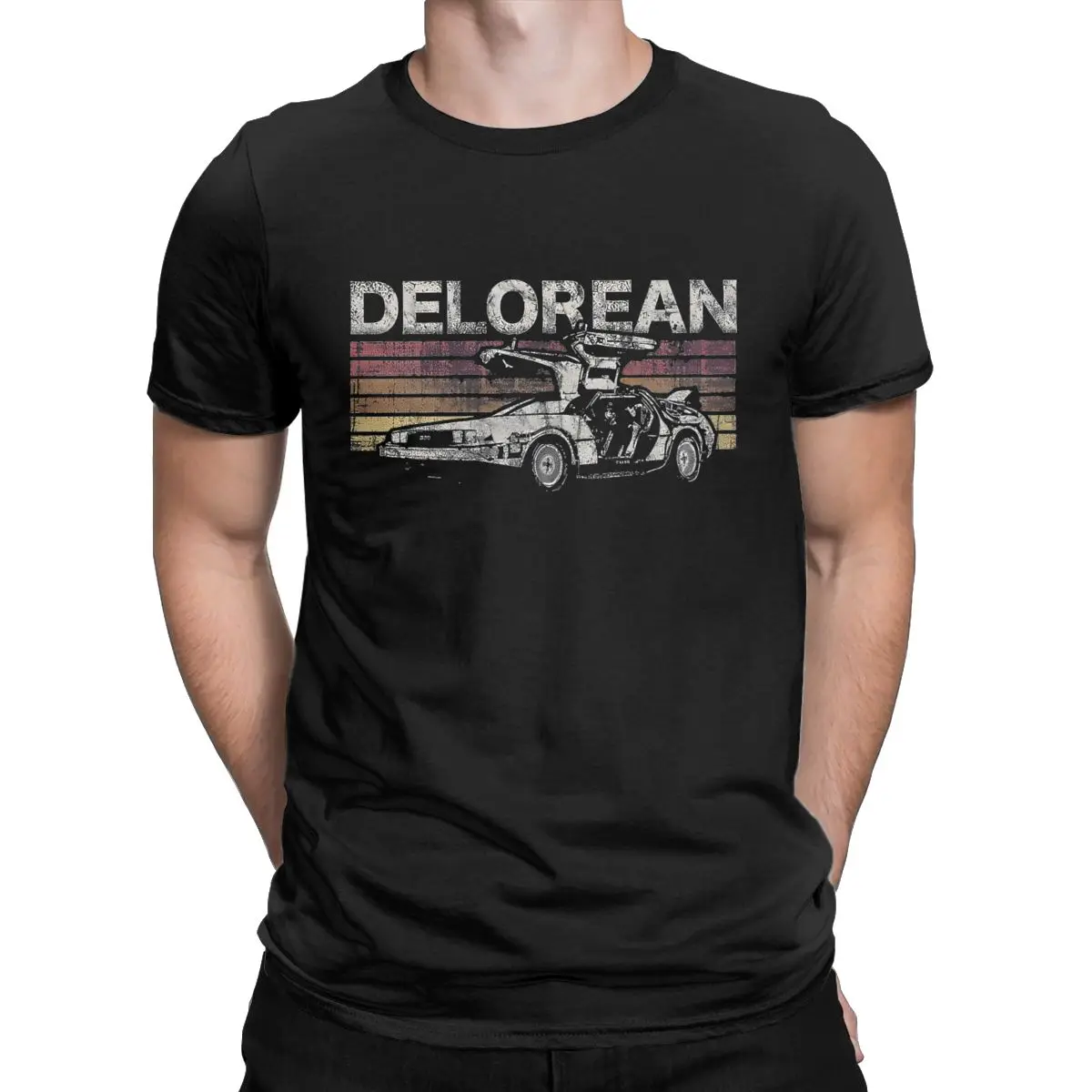 DeLorean Logo Men's T Shirts Funny Tees Short Sleeve Crew Neck T-Shirts Pure Cotton Classic Clothing