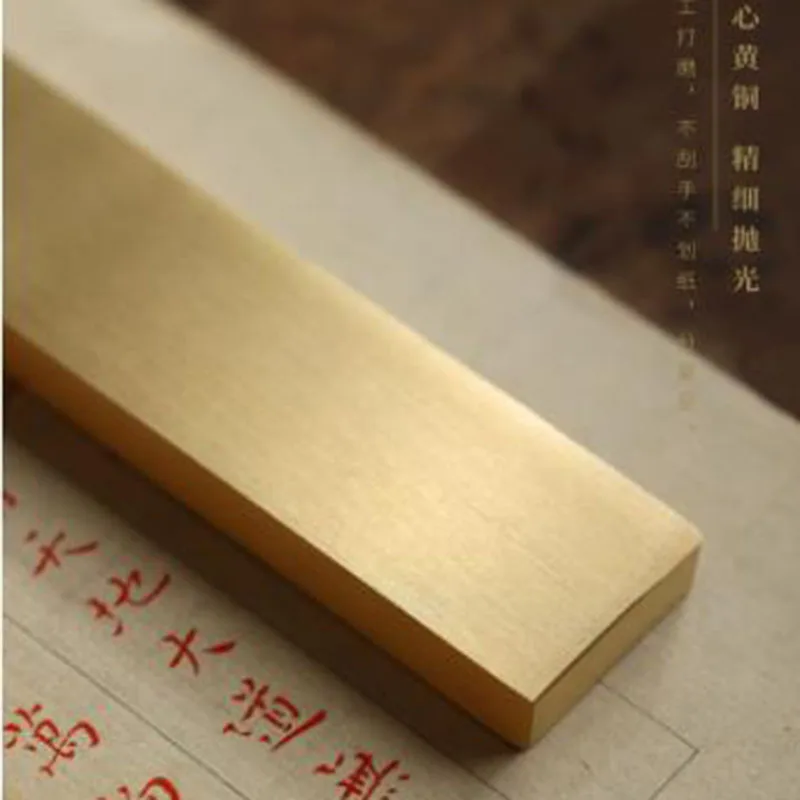 Creative Brass Paperweight and Pen Rest 2-in-1, Calligraphy Desk Weight Art Brush Holder, Metal Bookend for Home Office