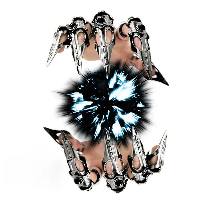 ZHUHE الهيكل العظمي شبح مخلب حلقة مفتوحة نمط Cyberpunk للنساء الرجال مجوهرات اكسسوارات هدايا الحفلات #4