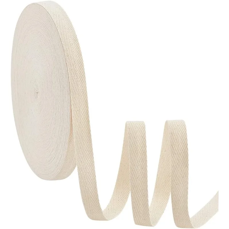 54.68 Yards(50m)/Roll Cotton Tape Ribbons 15mm Wide Antique White Herringbone Cotton Webbings Flat Cotton Herringbone Cords