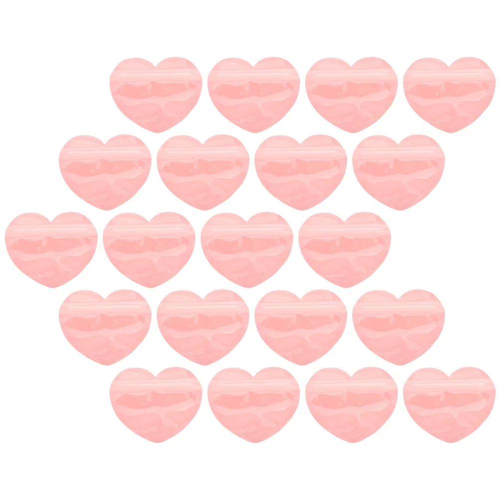 

20 Pcs Heart Shaped Jewelry Bag Self Sealing Red Plastic Small Storage Earrings Packing Lightweight Compact Multi Use