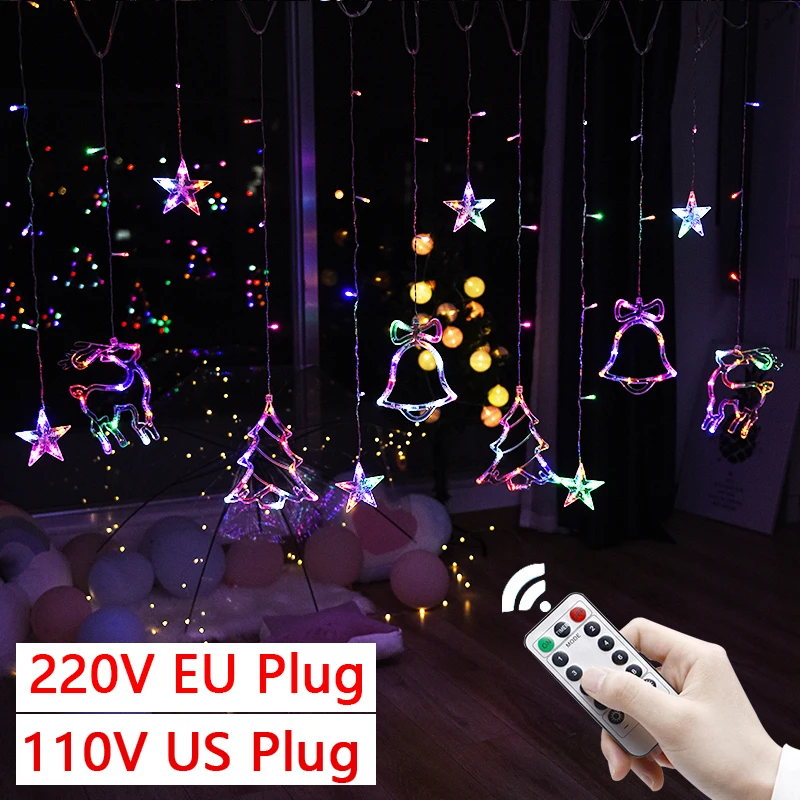 

220V/110V Festoon String Light Fairy Garland Curtain Light Christmas Lights 2024 Decor For Home Holiday 2025 New Year Decoration