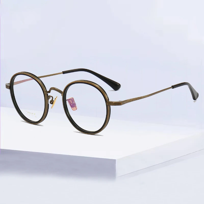 

Top Quality Luxury Brand Fashion Design Round Titanium Prescription Glasses Frame Men Women Myopia Optical Retro Eyewear