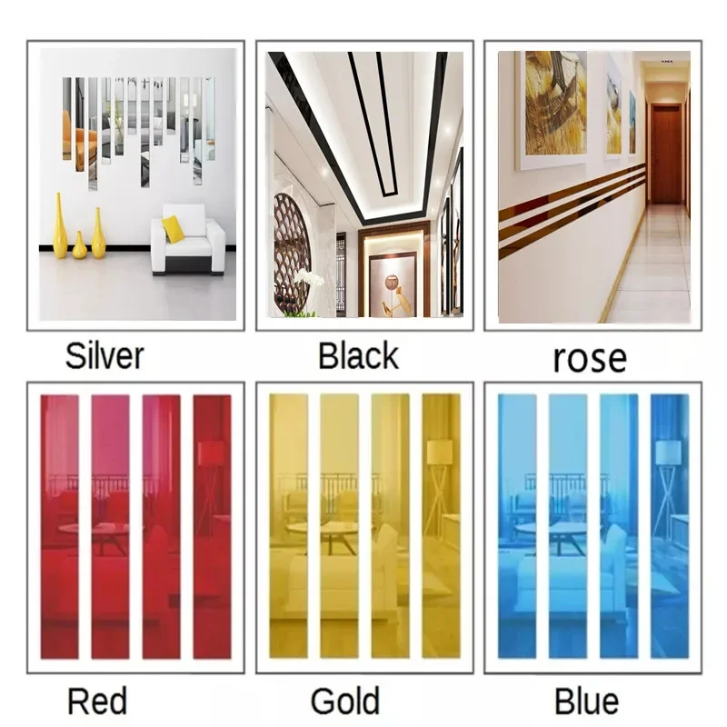 

2PC Self Adhesive Ceiling Edge Strip Wall Stickers Living Room TV Back Drop DIY Ceiling Edge Acrylic Mirror Strip Art Home Decor