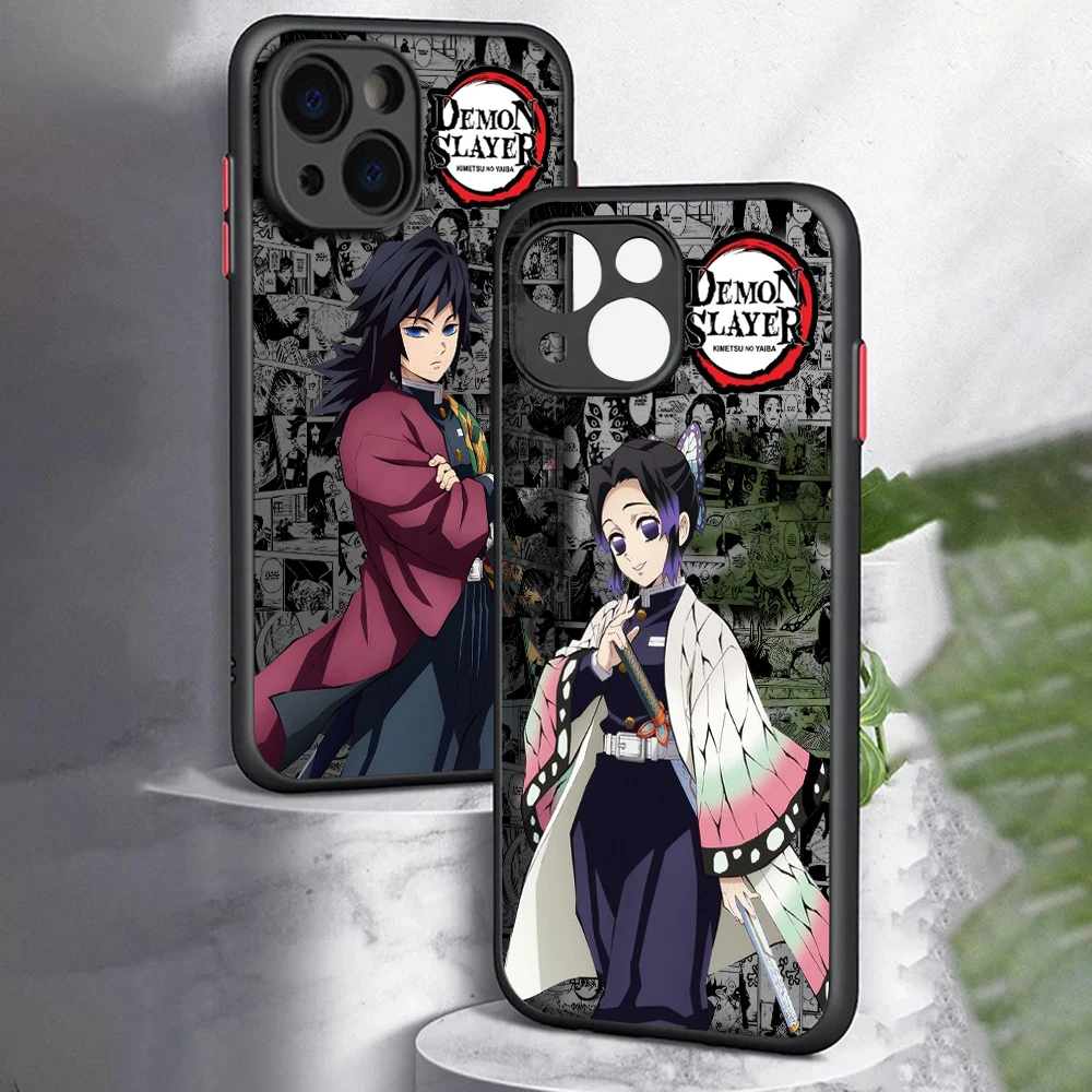 Anime Demon Slayer Handyhülle für iPhone 15 14 13 12 11 Mini Pro Max X XR XS Max 7 8 Plus Matte transparente Rückseite