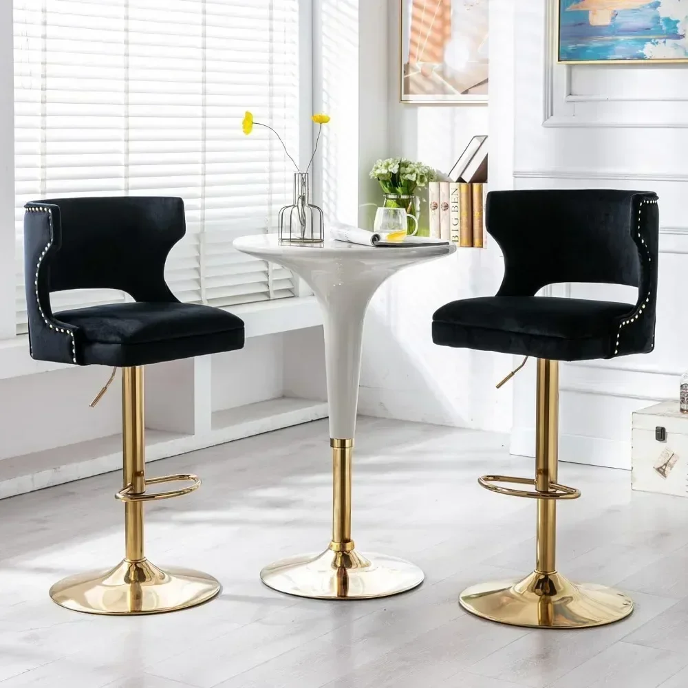 Drehbare Barhocker، 4er-Set، Hühenverstellbare Thekenhocker، Moderner Samt-Barhocker Mit Offener uodenlehne