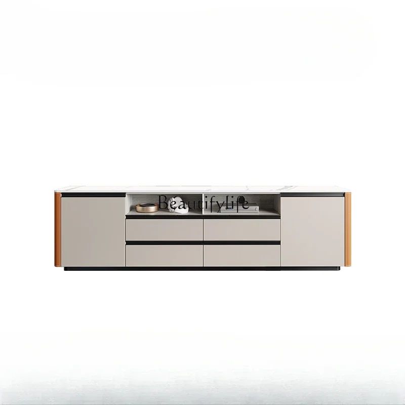 

FG40Modern Living Room Home Wall Floor Cabinet Solid Wood Saddle Leather Bedroom TV Cabinet