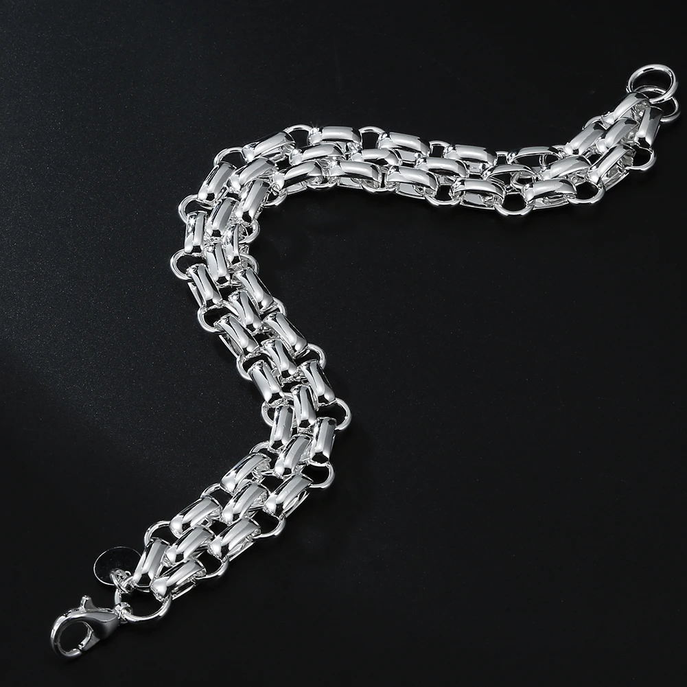 

Fine 925 Sterling Silver Pretty Geometric Chain Bracelets For Women Man Fashion Designer Jewelry Party Wedding Christmas Gift
