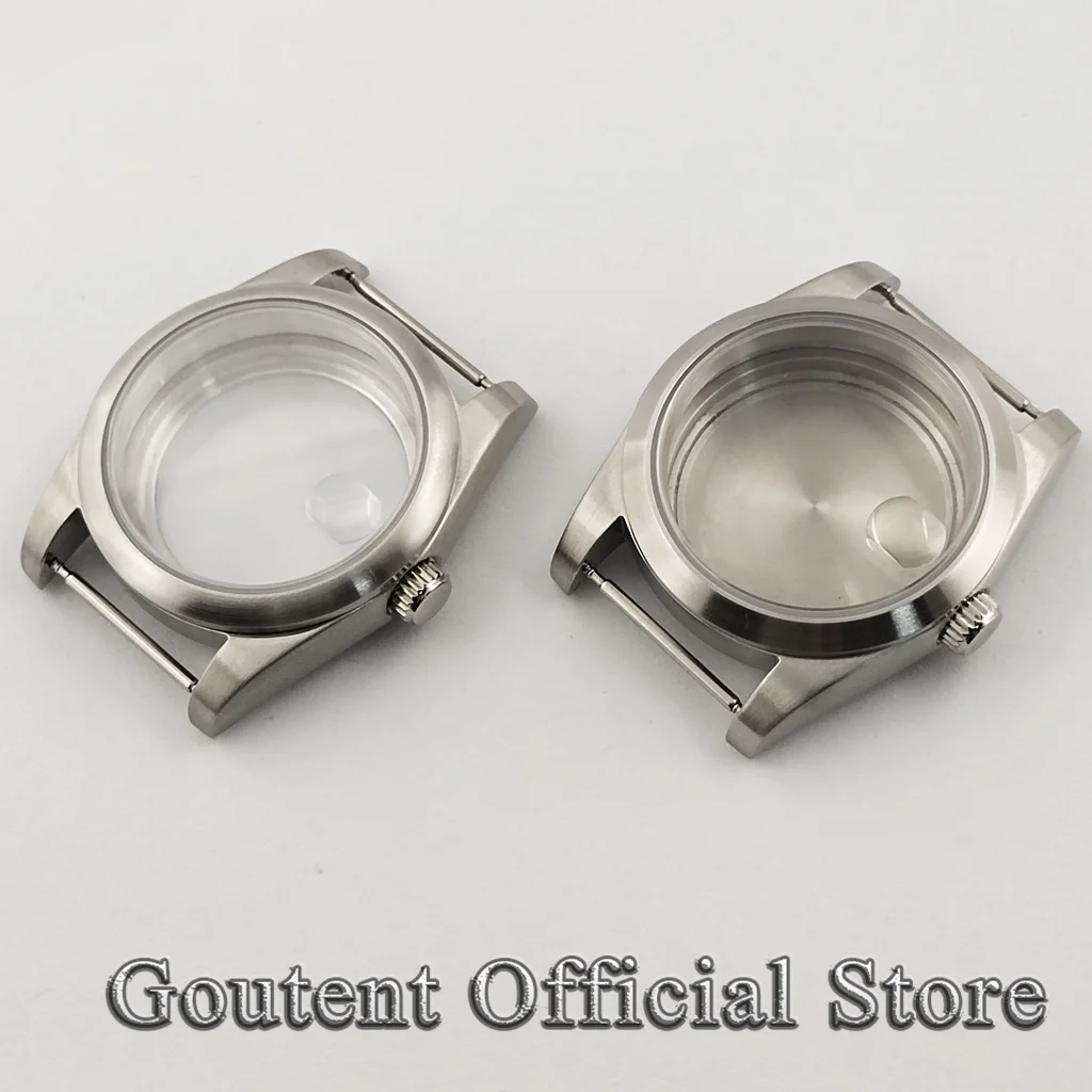 Goutent 36mm/39mm Sterile Silver Brushed Watch Case Sapphire Fit NH35/36/34 ETA 2836 2824 PT5000 Miyota 8205/8215/821A Movement