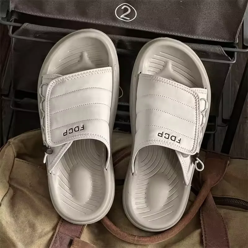 

Platform Sandals Men's Summer Outdoor Sandals Lightweight Slip-On Beach Shoes Anti-Slip Casual Flat Footwear Breathable Open-Toe