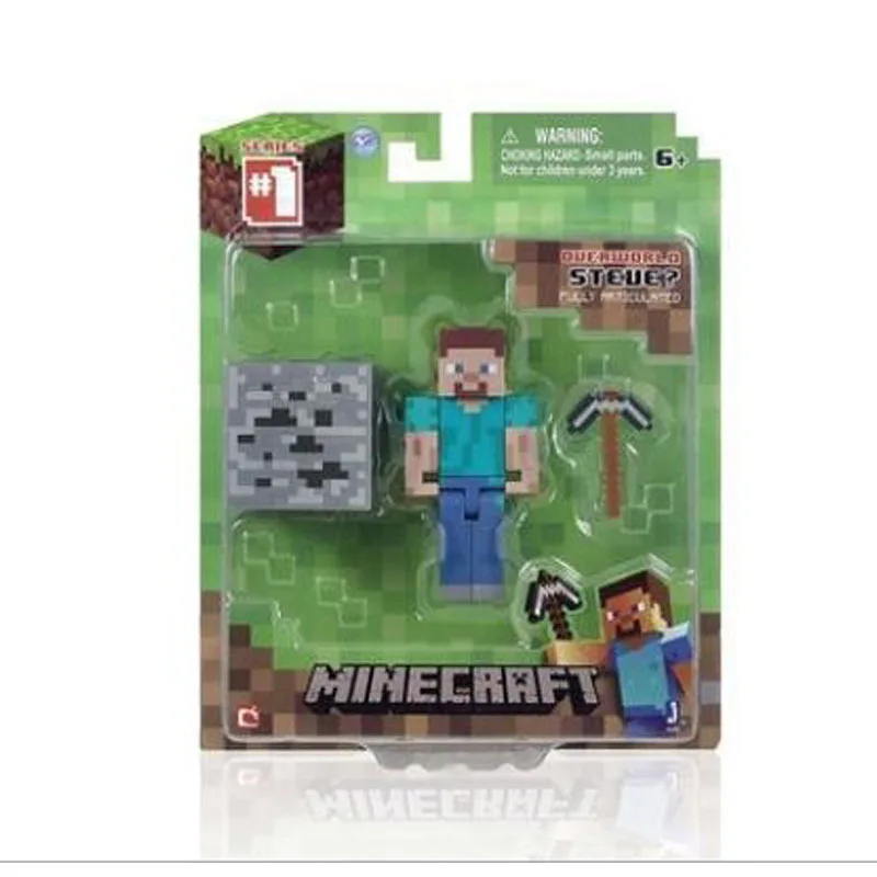 Minecraft Steve Alex Zombie Villager Action Figures Model Anime MC Game Puzzle Assembled Toy Doll Mini Weapon Model Kids Gifts