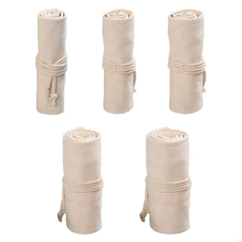 

Y5LB 12/24/36/48/72 Holes Canvas Roll Up Pen Curtain Pencil Bag for Case Makeup Wrap