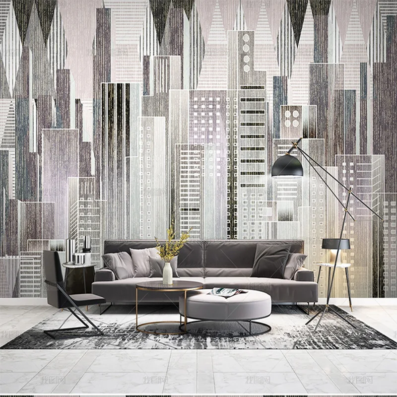 

Современные простые обои по индивидуальному заказу, скандинавский город, линия здания, геометрия, ТВ, гостиная, фон, настенная декоративная роспись, 3D спальня