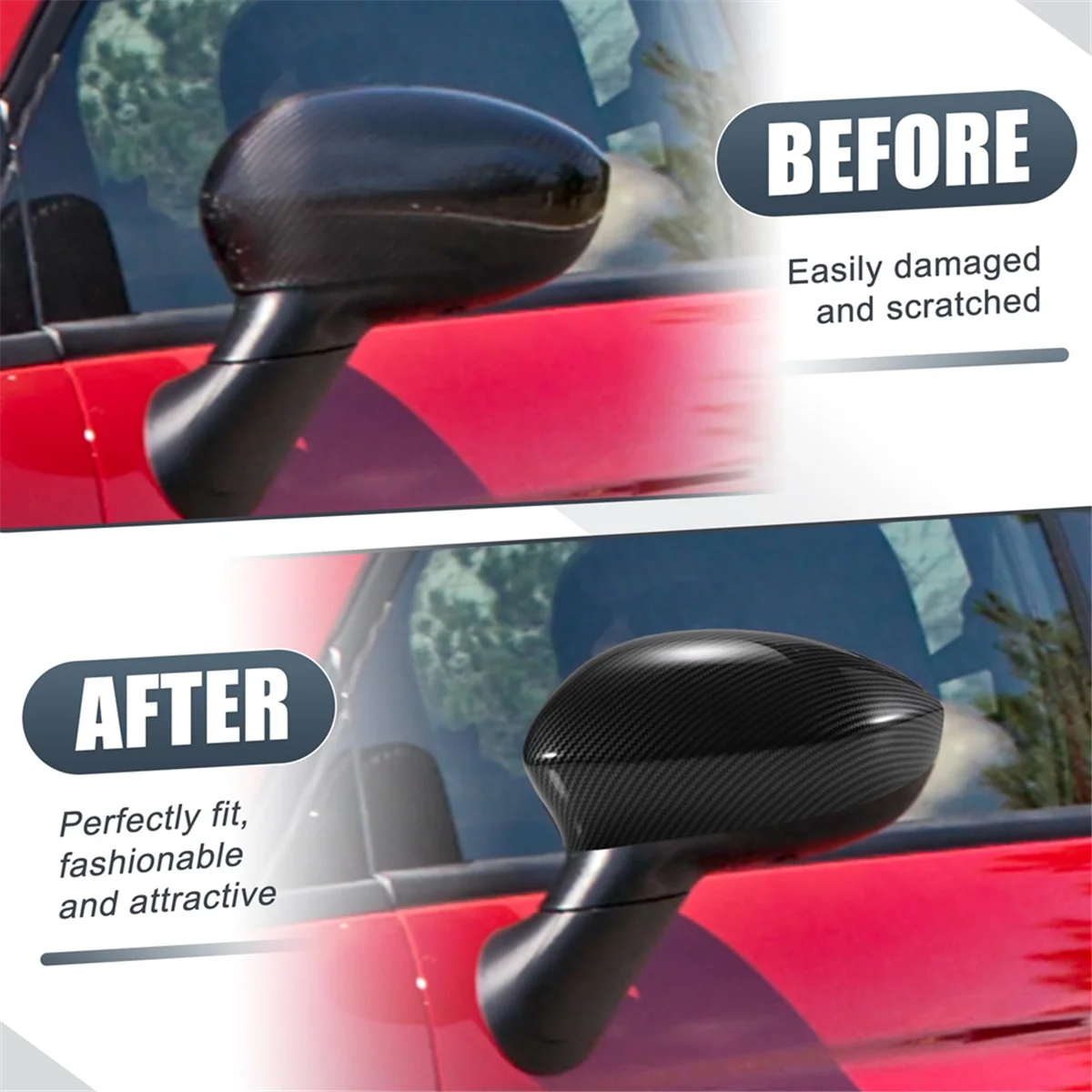 

Прочная крышка заднего вида автомобиля, крышка бокового зеркала из углеродного волокна для Fiat 500