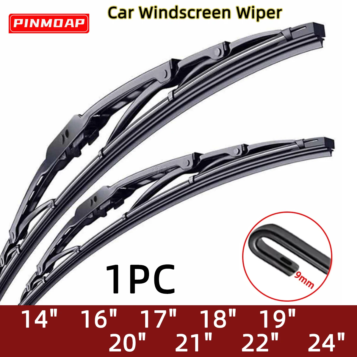 1PC Auto Mit Knochen Eisen Rahmen Wischer Universal U/J Haken 9mm 14 "16" 17 "18" 19 "20" 21 "22" 24 "Professionelle Qualität Auto Wischer Auto Zubehör