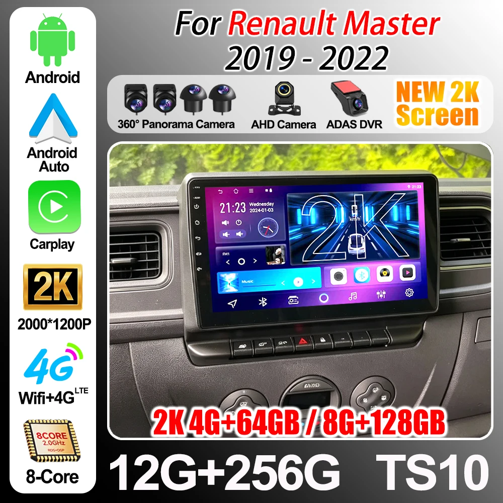 Android 16 For Renault Master 2019 2020 2021 2022 Car Radio Wireless Carplay Multimedia Video Player GPS Navigation Touch Screen