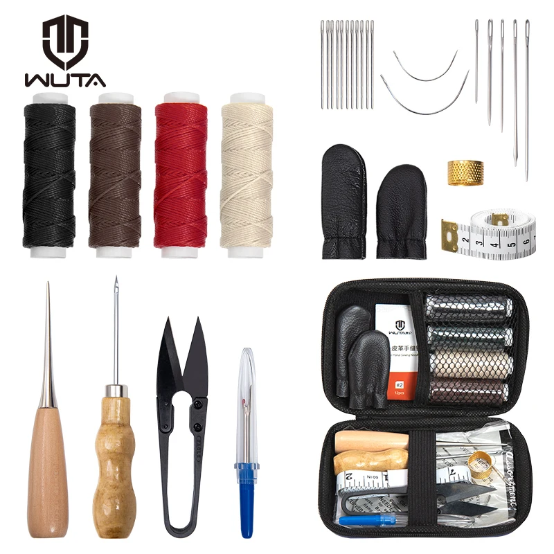 

WUTA Leather Repair Kit Shoe Sewing Furniture Sofa Repair Working Tool Set Waxed Thread Craft Tools Hand Stitching Quilting Awl