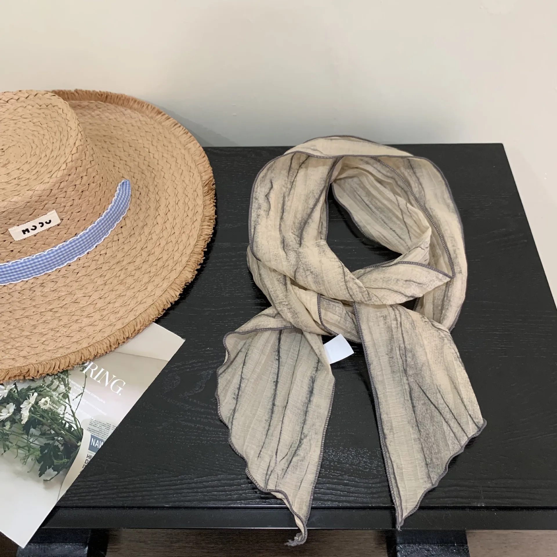 

Women's Tie Dye Long Scarf Summer Thin Diagonal Corner Neckerchief Hair Band Accessory