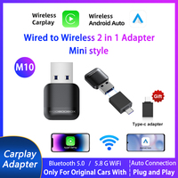 New Wired to Wireless CarPlay 2 in1 Mini Adapter Android Auto Smart Box Plug and Play Auto Adapter USB BT5.0/5.8G WIFI