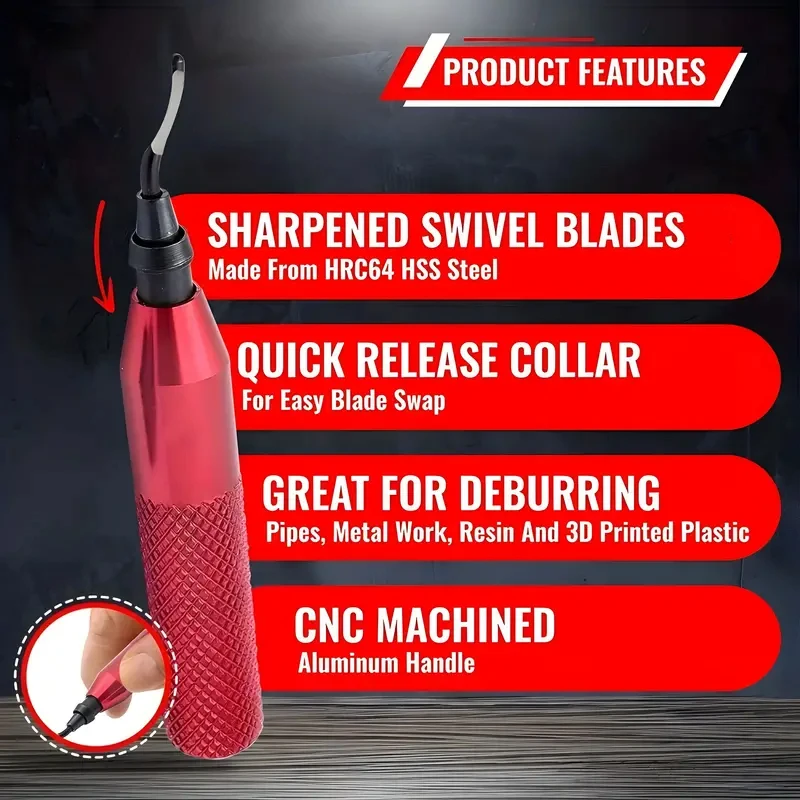 Outil d'ébavurage à lame rotative en acier rapide-convient aux outils d'alésoir de retrait de bavure en métal, résine, tuyaux en PVC, cuivre et plastique