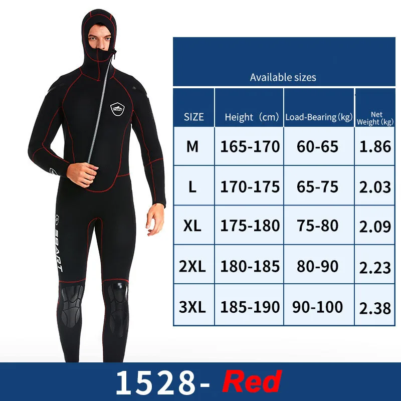 Oulylan 5MM Deep Dive Hunting Fish Winter Wetsuit Thickened Warm Hooded Men Diving Suit Swimming Equipment Swimsuit Wetsuit