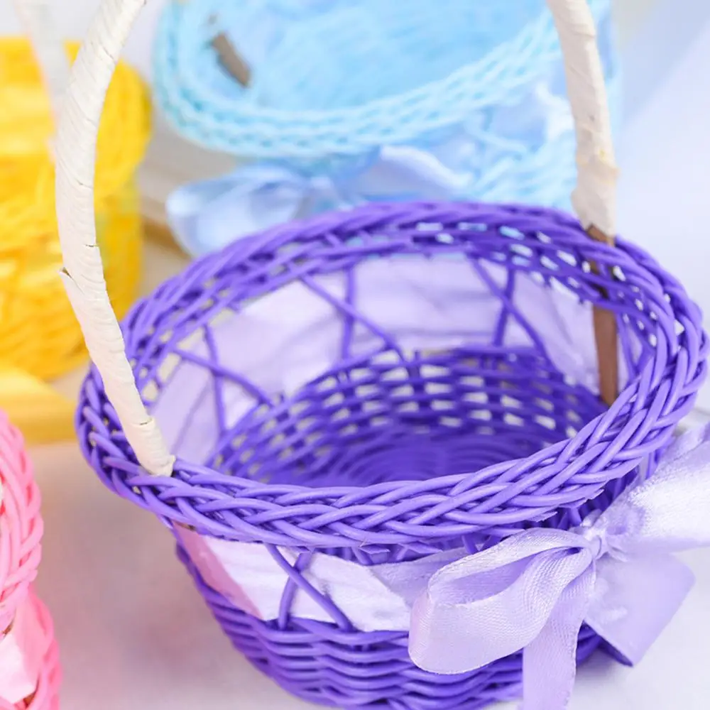 2/3/4PCS Portable Basket Feels Comfortable Durable Handwork Hand-woven Rattan Flower Basket Portable Holiday Decoration