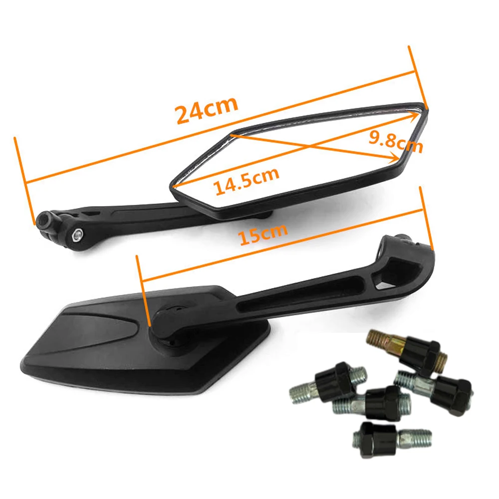 2Pcs/Pair Motorcycle Rearview Mirror Scooter E-Bike Rearview Mirrors Electrombile Back Side Convex Mirror 8mm 10mm Carbon Fiber