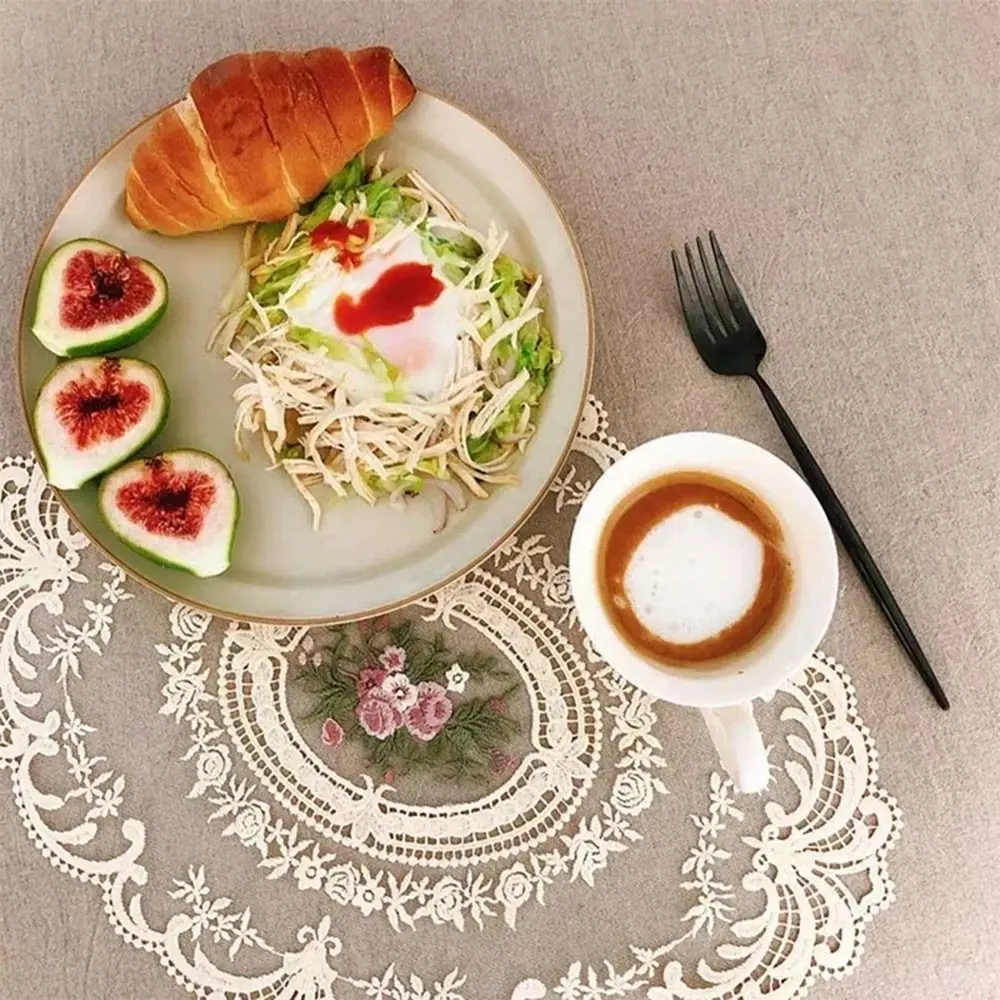 Napkin Lace Embroidered Coaster Kitchen Accessories Photo Prop Insulation Dining Mat Anti-scald European Style Coffee Drink Pad