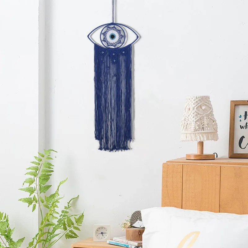 Nordic Handwoven Evil Eye Tapestry Turkish Nazar Wall Art Cotton Fringe Hanging Bohemian Home Decor Craft Unique Gift for Friend view 4