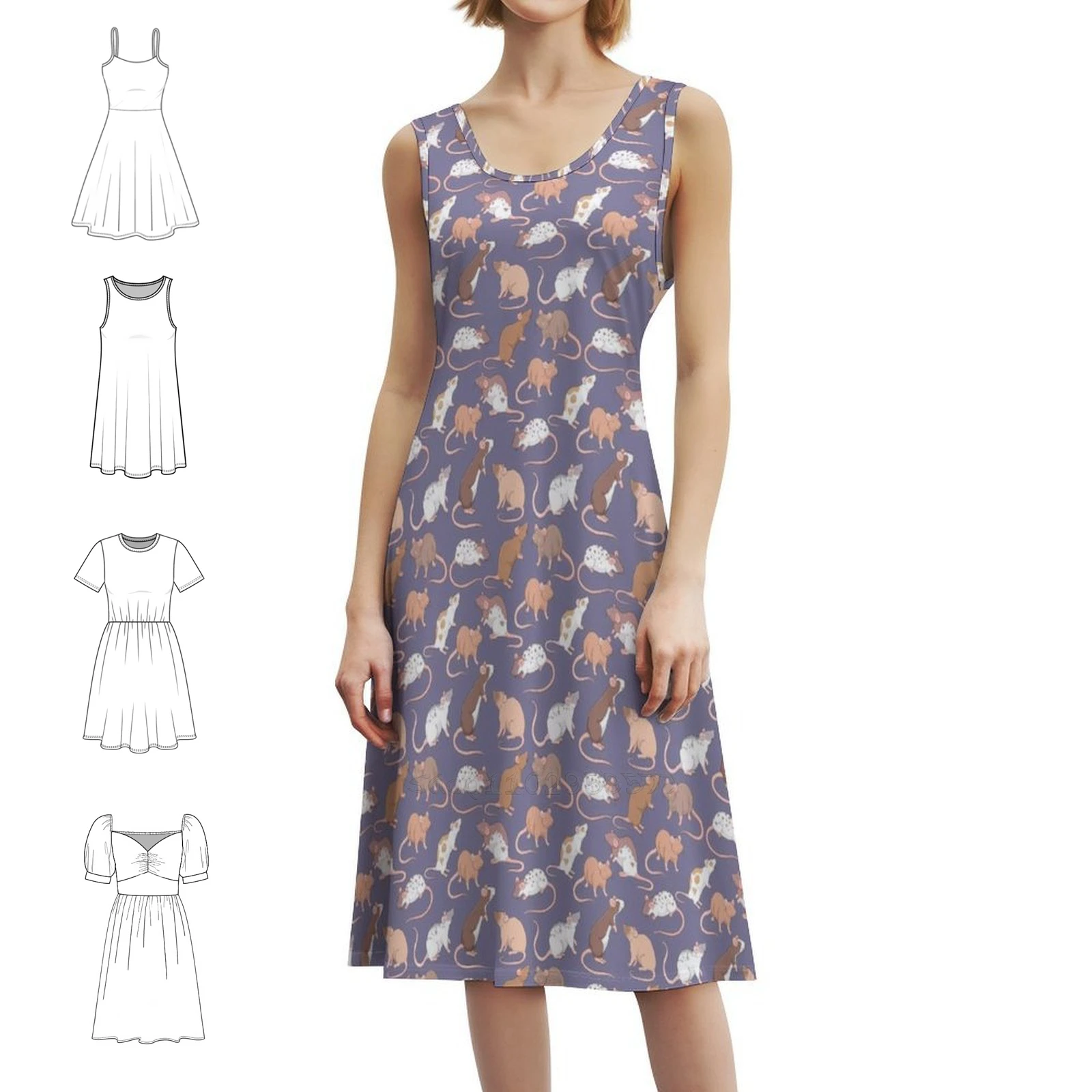 

Cute Rattie Rats Against A Slate Grey Background By Floral Smock Dress For Women Spring Summer Casual Dress For Party Rat Rats
