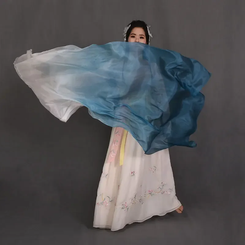180cm Silk Veil Pairs 100% Real Silk Bamboo Long Fan Women Belly Dance Props Customized Color Flowy Light Weight Costume Adults