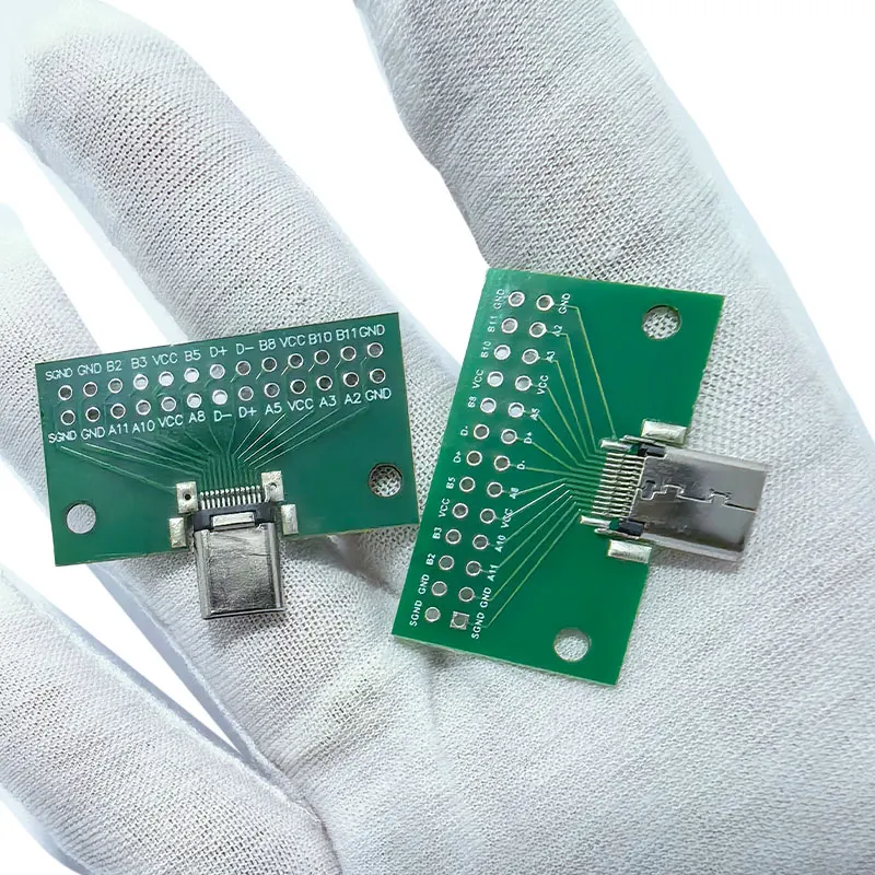 Type-C Male Female Test Board, 24P Double-sided Reversible Pin Header, USB3.1 Data Cable Adapter PCB Board