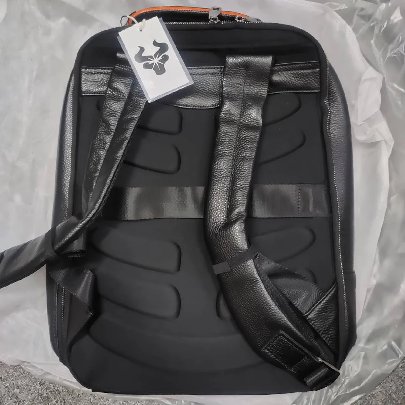 Genuine Leather Laptop Backpack Men's Computer Bag 14 Inch Notebook Executive Business Large Capacity Shoolbag For Boy