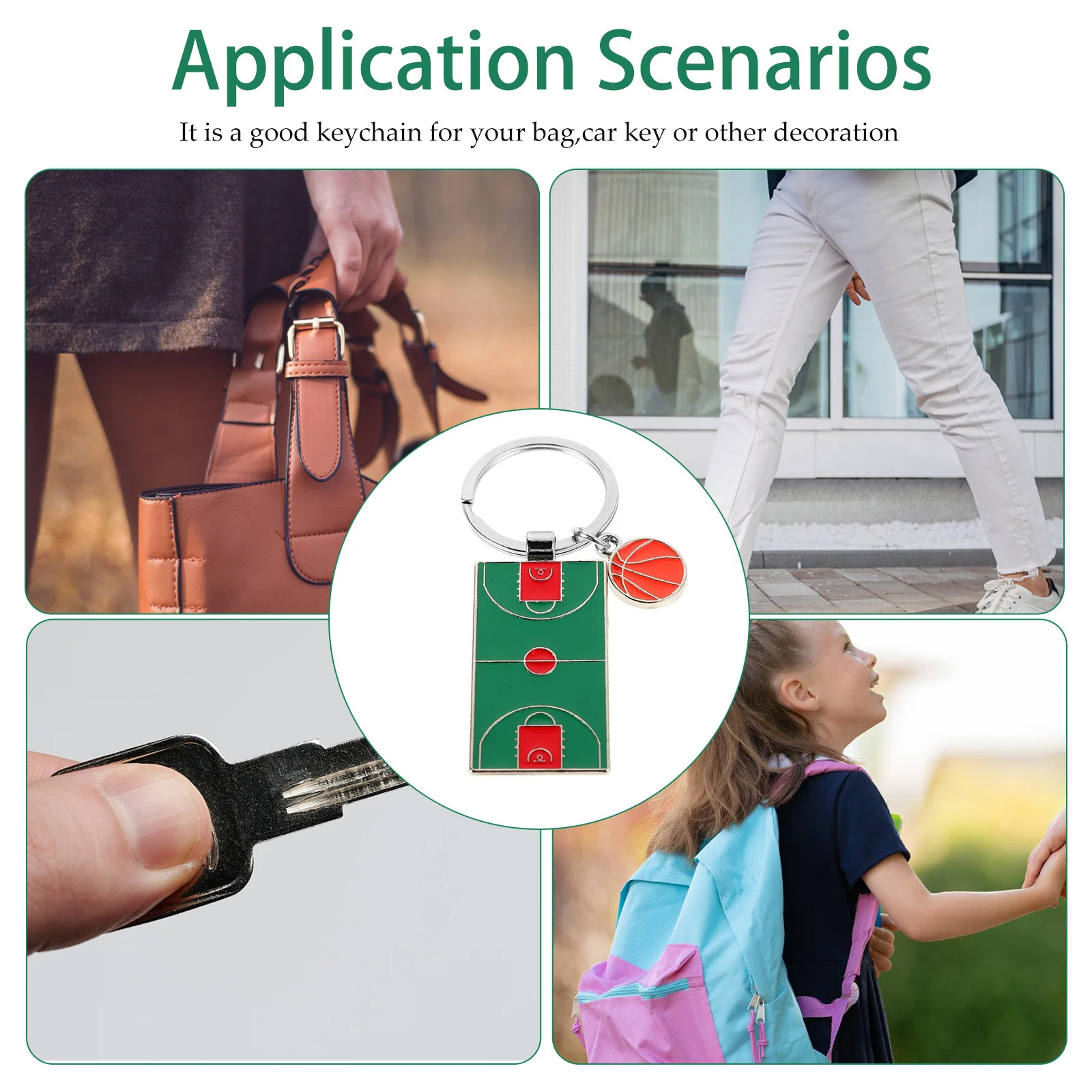 2 قطعة سلسلة مفاتيح ملعب كرة السلة متينة وأنيقة للرياضات الخارجية لعبة كرة السلة تذكارية كيرينغ لمحفظة حقيبة الظهر #5
