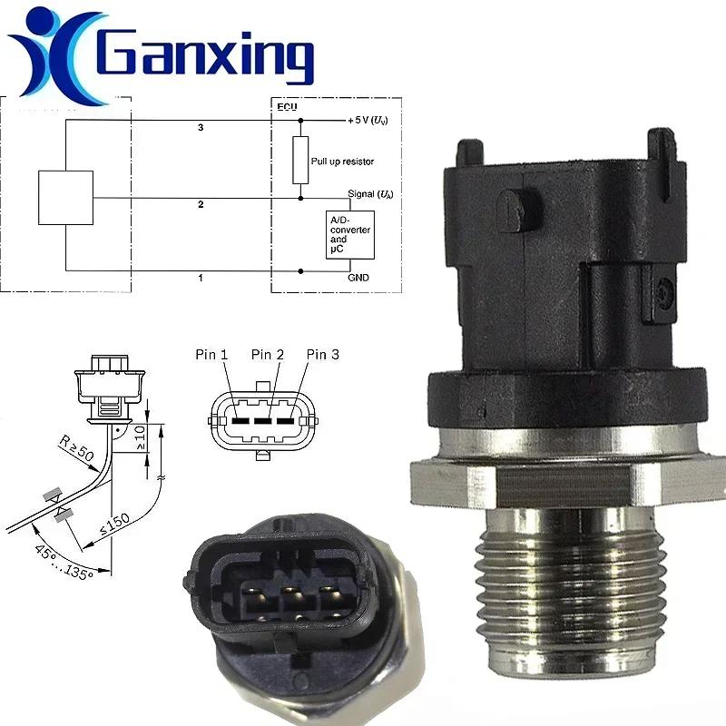 

Fuel Pressure Sensor For Fiat Ducato 2.3D 3.0D Diesel 2006-2023 604382373 2831362 3230182500 55207677 2R0919081D 1408346