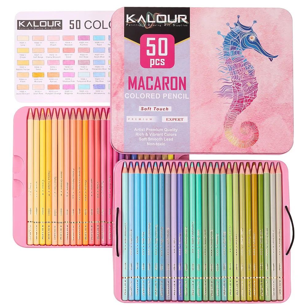 50Pcs Macaron Colored Pencil Set Soft Pastel Drawing Pencil Set Crayons Colour for School Sketching Coloring Art Supplies