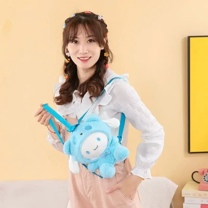 25cm New Sanrio Hello Kitty Plush Backpack Kawaii Travel Aesthetic Cinnamoroll Toy Cute Doll Scratching Doll School Bag Gift