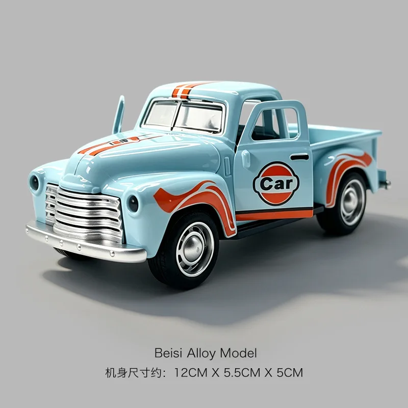 1:32 Alloy Pickup Truck Model Double Opening Doors Vintage Off Road Vehicle Desktop Display Ornament