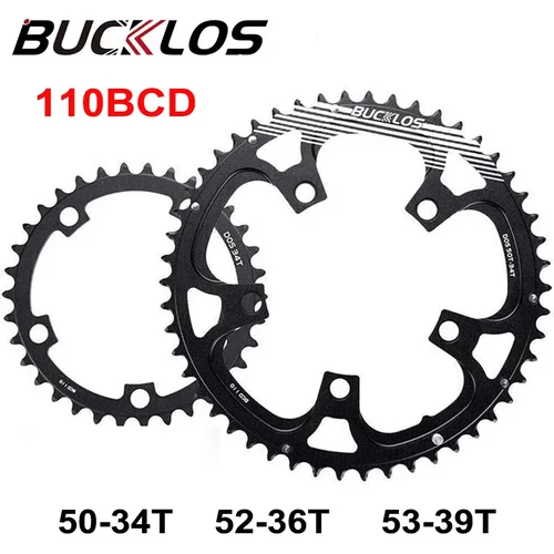 BUCKLOS 5 pernos 110BCD plato de bicicleta de carretera corona de bicicleta ligera 50-34T 52-36T 53-39T para bielas Shimano Sram