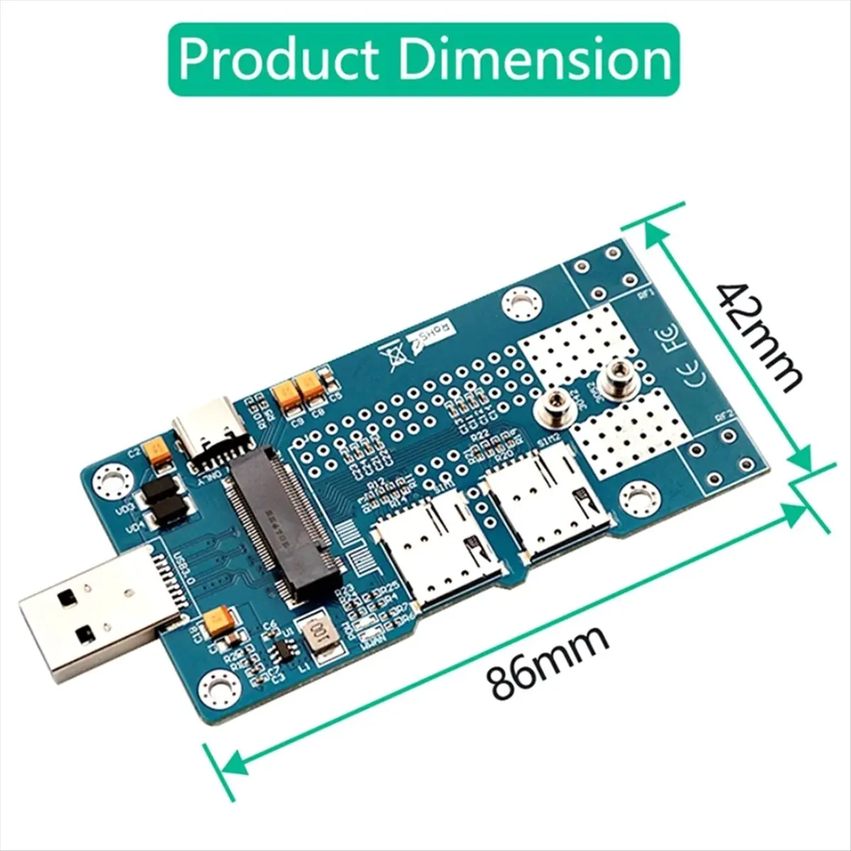 

[A75T] NGFF(M.2) to USB 3.0 Adapter with Dual NANO SIM Card Support 3G/4G/5G/LTE Module Suitable for Desktop Computers