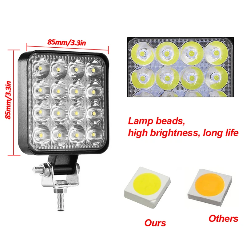 8/6/4/2Pcs Mini Led Work Light Square Spotlight 48W Car Headlight For Truck Offroad Fog Lamp 12/24V Night Drive Working Lights