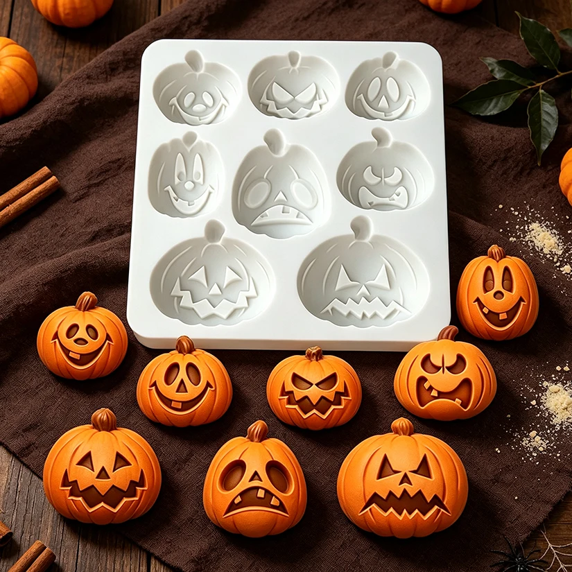 Halloween Jack‑O‑Lantern Pumpkin Silicone Mold for Sugarcraft Resin Cupcake Baking Mould Fondant Cake Decorating Tools