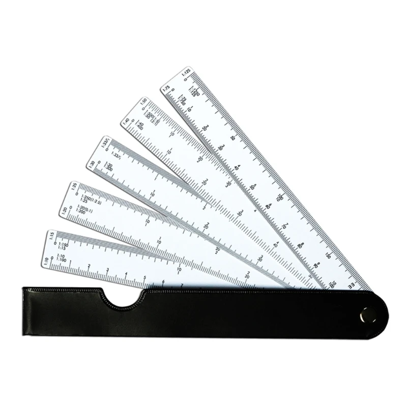 A9LB Fan-Style Scale Ruler with 5 Flexible Ruler for Engineering Architects