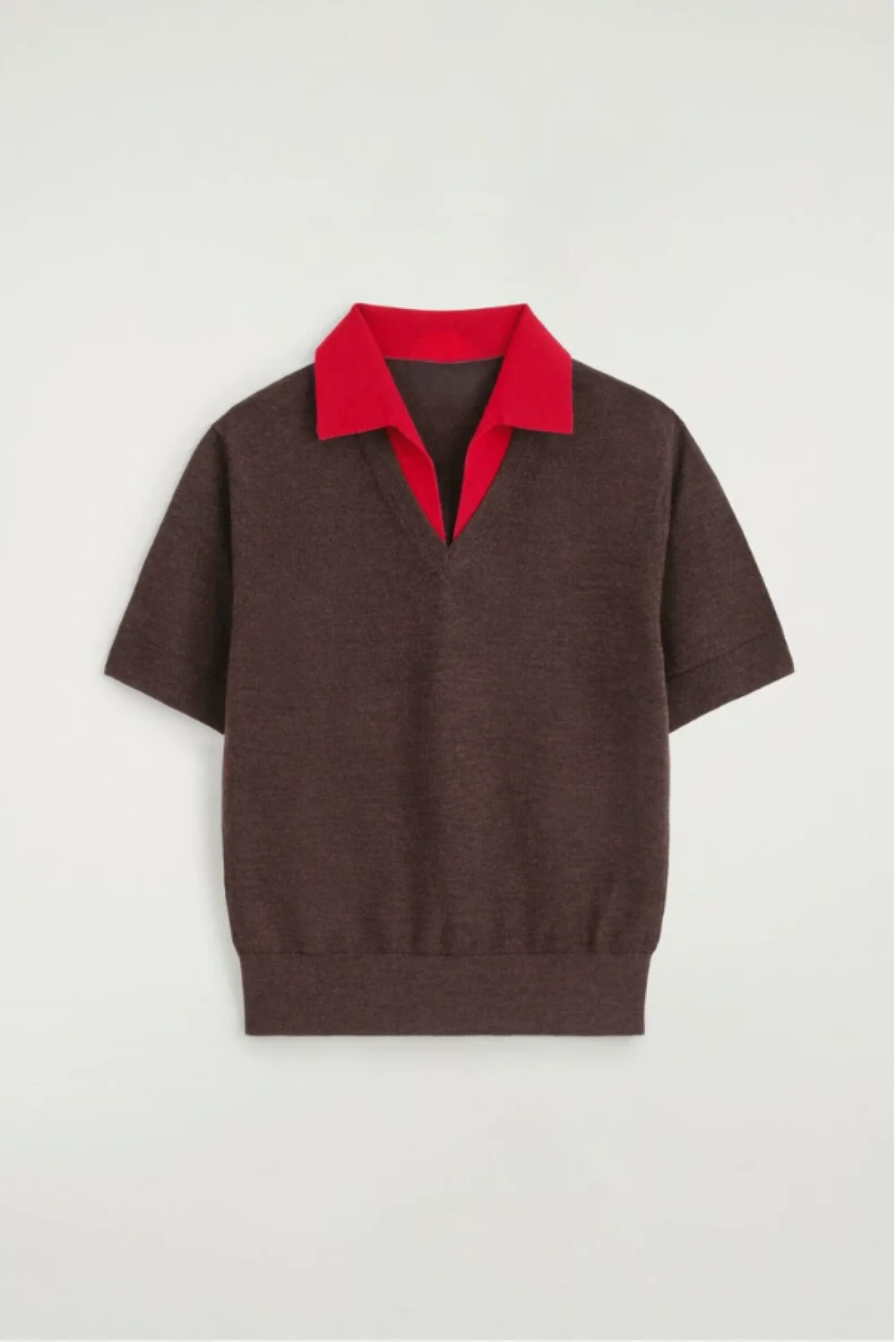 XIMIAN APPAREL 2026 YAZHIMEI traf Cos Herbst Neuer Stil Damen lässiges braunes Standard-Wollmisch-Poloshirt mit Lagen-Design – Detail 6