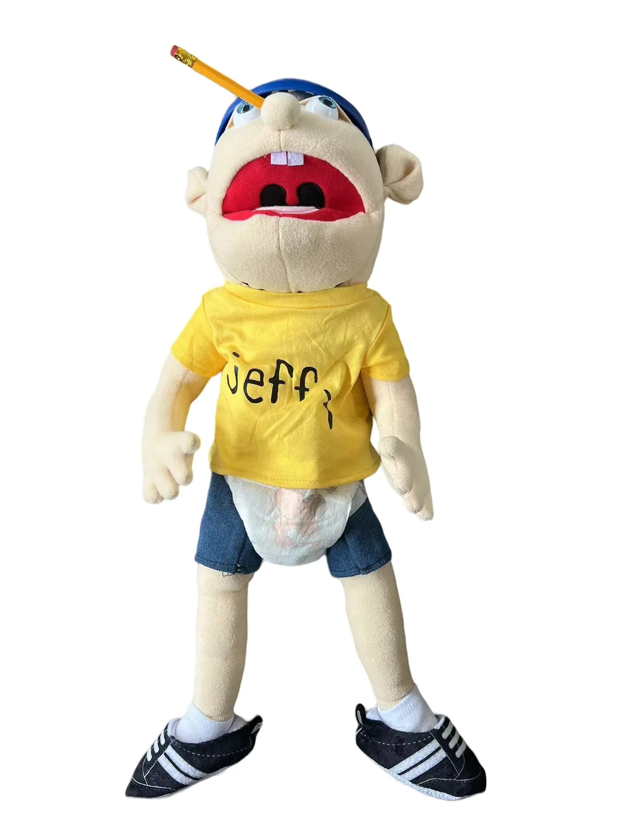 60cm große Jeffy Boy Handpuppe Plüschtiere abnehmbare Kinder weiche Puppe Talk Show Party Requisiten Puppe ausgestopfte Puppe für Kinder Geschenk